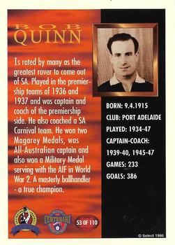 1996 Select AFL Hall of Fame #53 Bob Quinn Back